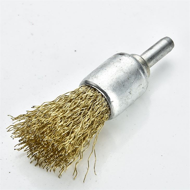Crimped axel tråd mässing borste
